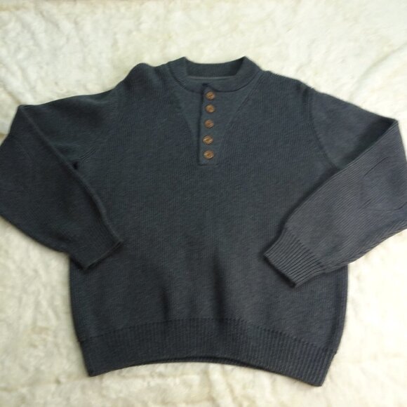 Guide Series Qtr Button Gray Sweater Medium - Picture 1 of 4